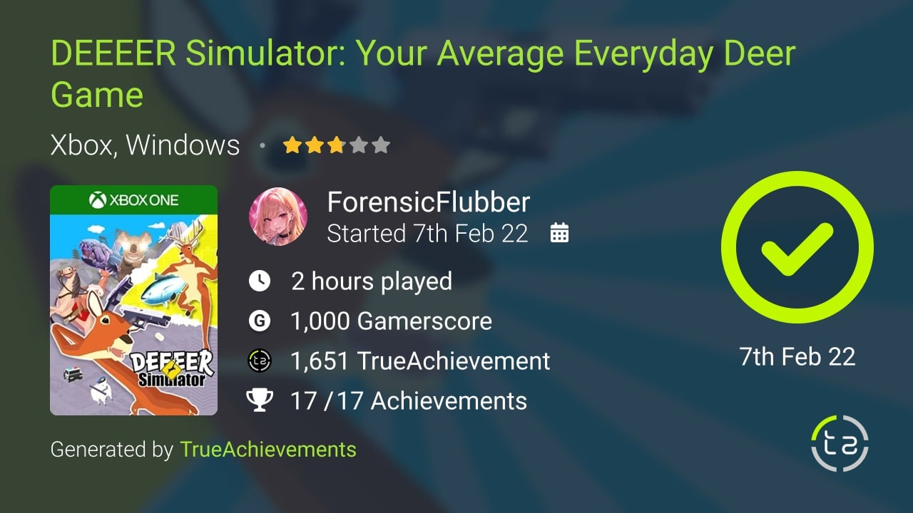 DEEEER Simulator Your Average Everyday Deer Game achievement summary